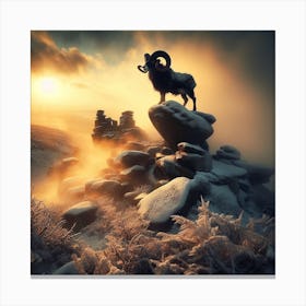 Ram In The Snow 2 Canvas Print