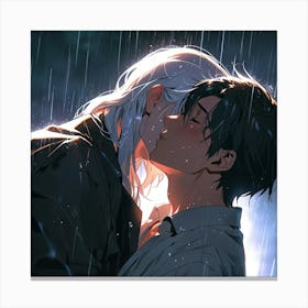 Kissing In The Rain 2 Canvas Print