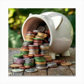 Piggy Bank With Coins 1 Canvas Print