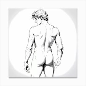 Adonis in Silhouette: Nude Male From Behind Canvas Print