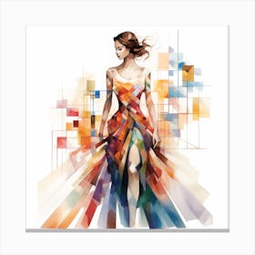 Woman In A Colorful Dress Canvas Print