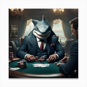 Shark At A Poker Table Canvas Print