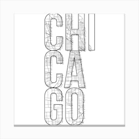Chicago Street Map Typography Square Canvas Print