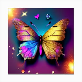 Colorful Butterfly With Stars Canvas Print