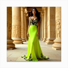 Woman In A Lime Green Dress Canvas Print