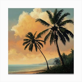 Palm Trees At Sunset Canvas Print