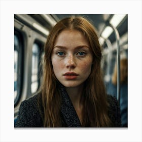 Girl On A Train Canvas Print