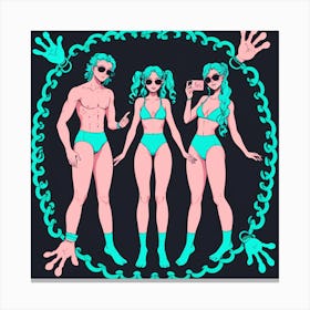 Three Girls In Bikinis 2 Canvas Print