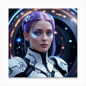 Futuristic Girl With Purple Hair 5 Canvas Print