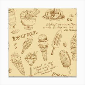 Ice Cream Vintage Pattern Canvas Print