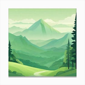 Misty mountains background in green tone 182 Canvas Print