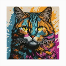 Cat With Paint Splatters Canvas Print