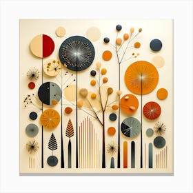 Nature-Inspired Wall Art: Minimalist Geometric Design with Warm Colors Canvas Print