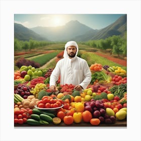 Uae Man In Front Of Vegetables Canvas Print