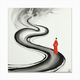 Asian Woman In Red Canvas Print