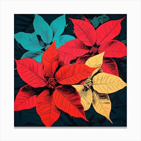 Andy Warhol Style Pop Art Flowers Poinsettia 2 Square Canvas Print