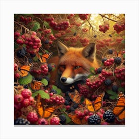 Fox In Blackberry Bushes 1 Canvas Print