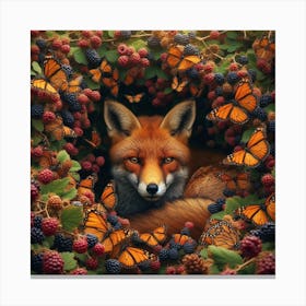 Fox In The Berry Patch Canvas Print