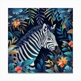 Zebra In The Jungle 9 Canvas Print