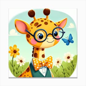 Giraffe With Glasses 4 Canvas Print