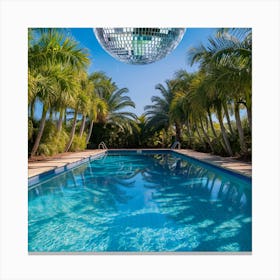 Disco Ball In A Pool, Summer Vibes (2) Canvas Print