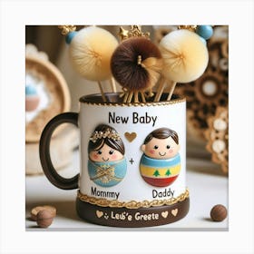 New Baby And Mommy Mug Canvas Print