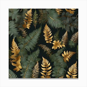 Golden and green leaves of fern 1 Canvas Print