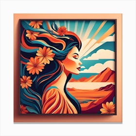 Of A Woman With Flowers Canvas Print