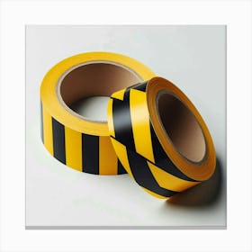 Yellow And Black Striped Tape Canvas Print