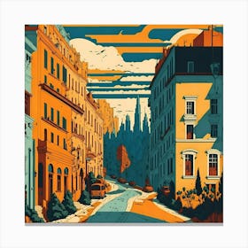 Buildings City Town Retro Old Canvas Print