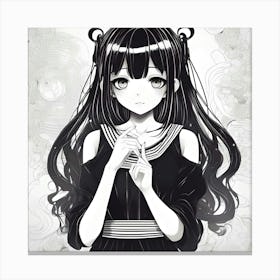 Anime Girl With Long Hair Canvas Print