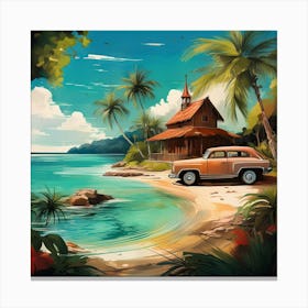 Car On The Beach Canvas Print