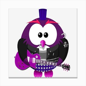 Purple Owl With Guitar Canvas Print