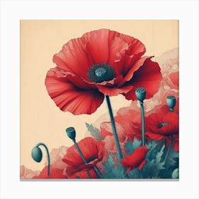 Aesthetic style, Large red poppy flower 3 Canvas Print