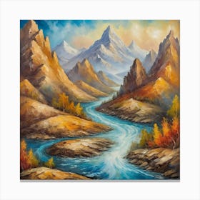 big mountain and  river Canvas Print