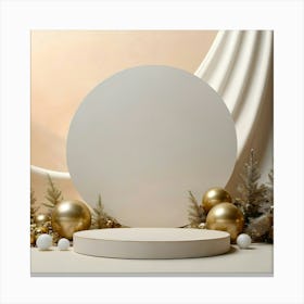 White Circle With Gold Ornaments 1 Canvas Print