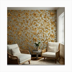 Gold Floral Wallpaper 1 Canvas Print