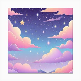 Sky With Twinkling Stars In Pastel Colors Square Composition 3 Canvas Print