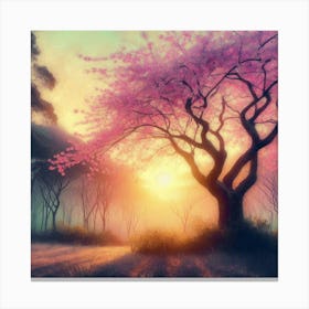 Sunset In The Forest Canvas Print