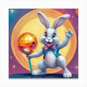 Bunny With Disco Ball 1 Canvas Print