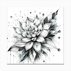 Flowers -Abstract Line Art Illustration 2 Canvas Print