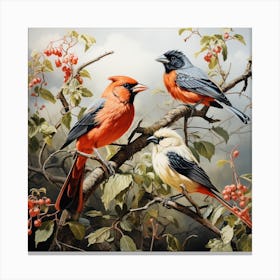 Three Cardinals Canvas Print