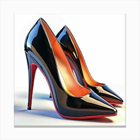 Pair Of Black High Heel Pumps Canvas Print