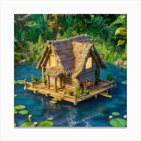 Floating House In The Pond Canvas Print