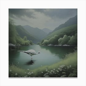 'Swan By The Lake' Canvas Print