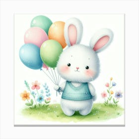 Bunny With Balloons 1 Canvas Print