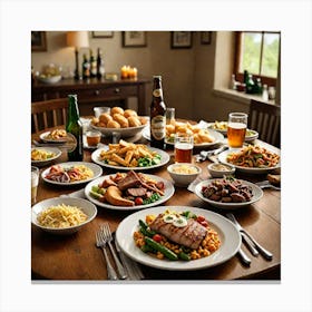 A Well Set Table Filled With An Array Of Delicious Food With A Clear Focus On A Prominently Placed B 2134749278 Canvas Print