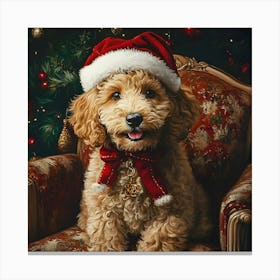 Christmas Goldendoodle 10 Canvas Print