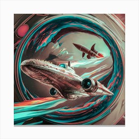 Retro Futuristic Spaceship Abstract Vintage Sci-Fi Art Print Canvas Print