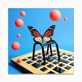 Butterfly On A Chess Board 3 Canvas Print